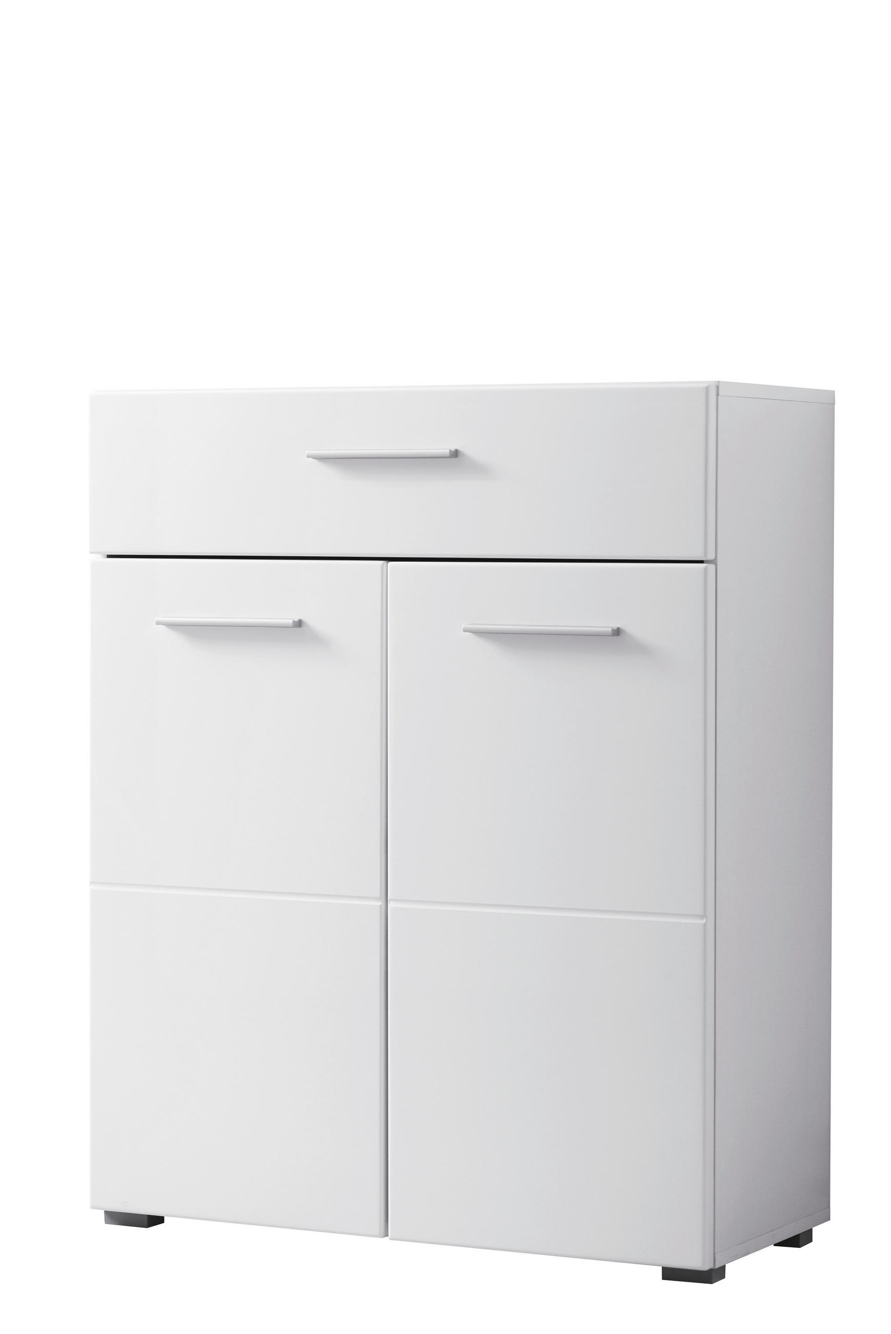 CIPŐSSZEKRÉNY 79/97,5/35 cm  - magasfényű fehér/fehér, Basics, faalapú anyag (79/97,5/35cm) - Xora