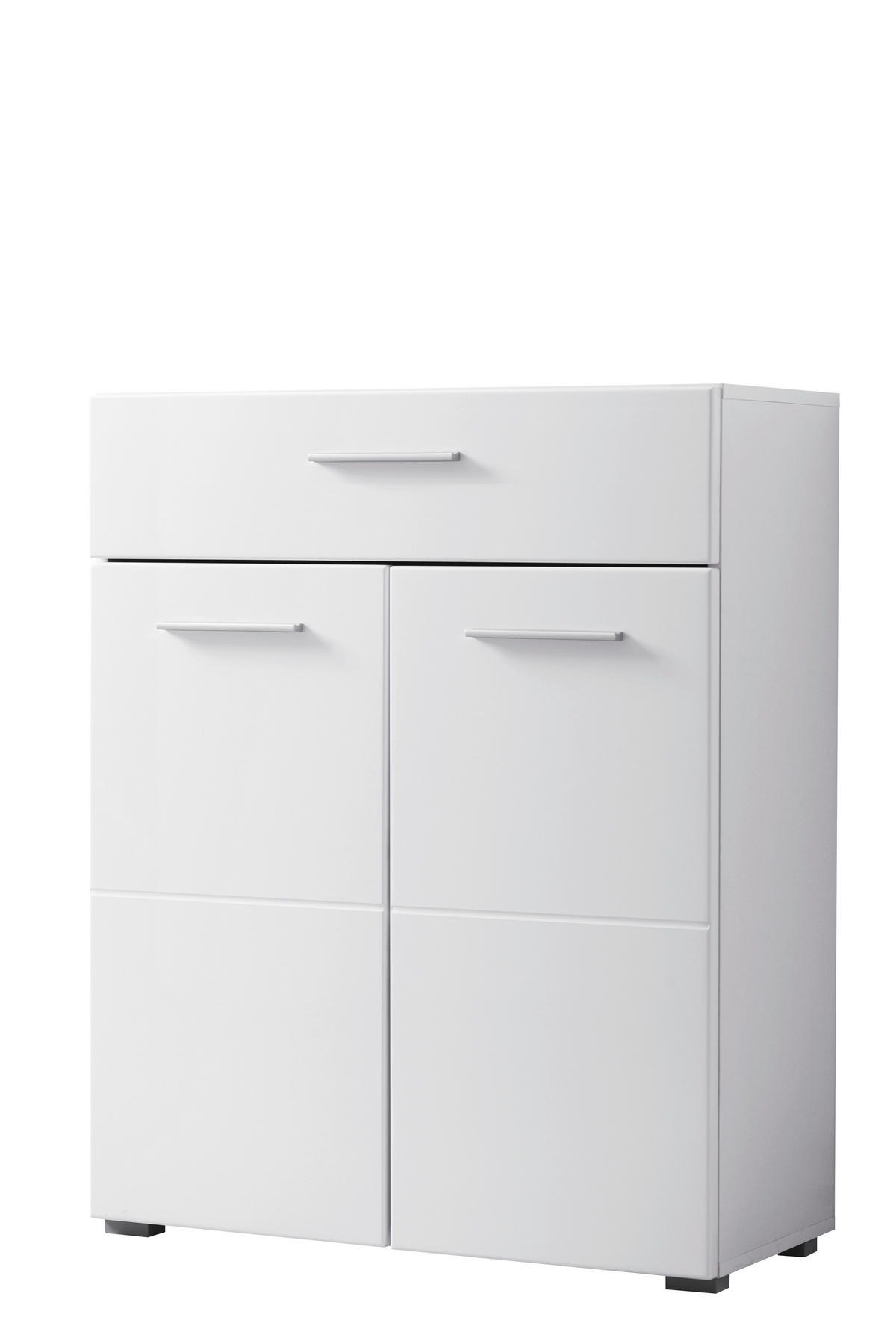 CIPŐSSZEKRÉNY 79/97,5/35 cm  - magasfényű fehér/fehér, Basics, faalapú anyag (79/97,5/35cm) - Xora