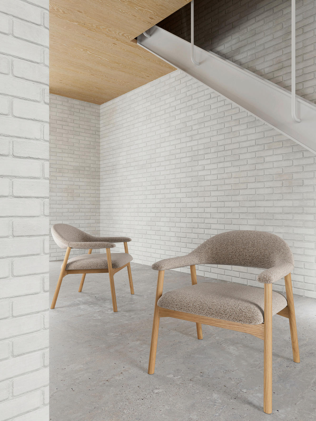 LOUNGEFÅTÖLJ beige  - beige/ekfärgad, Trend, trä/textil (71/77/71cm) - MID.YOU