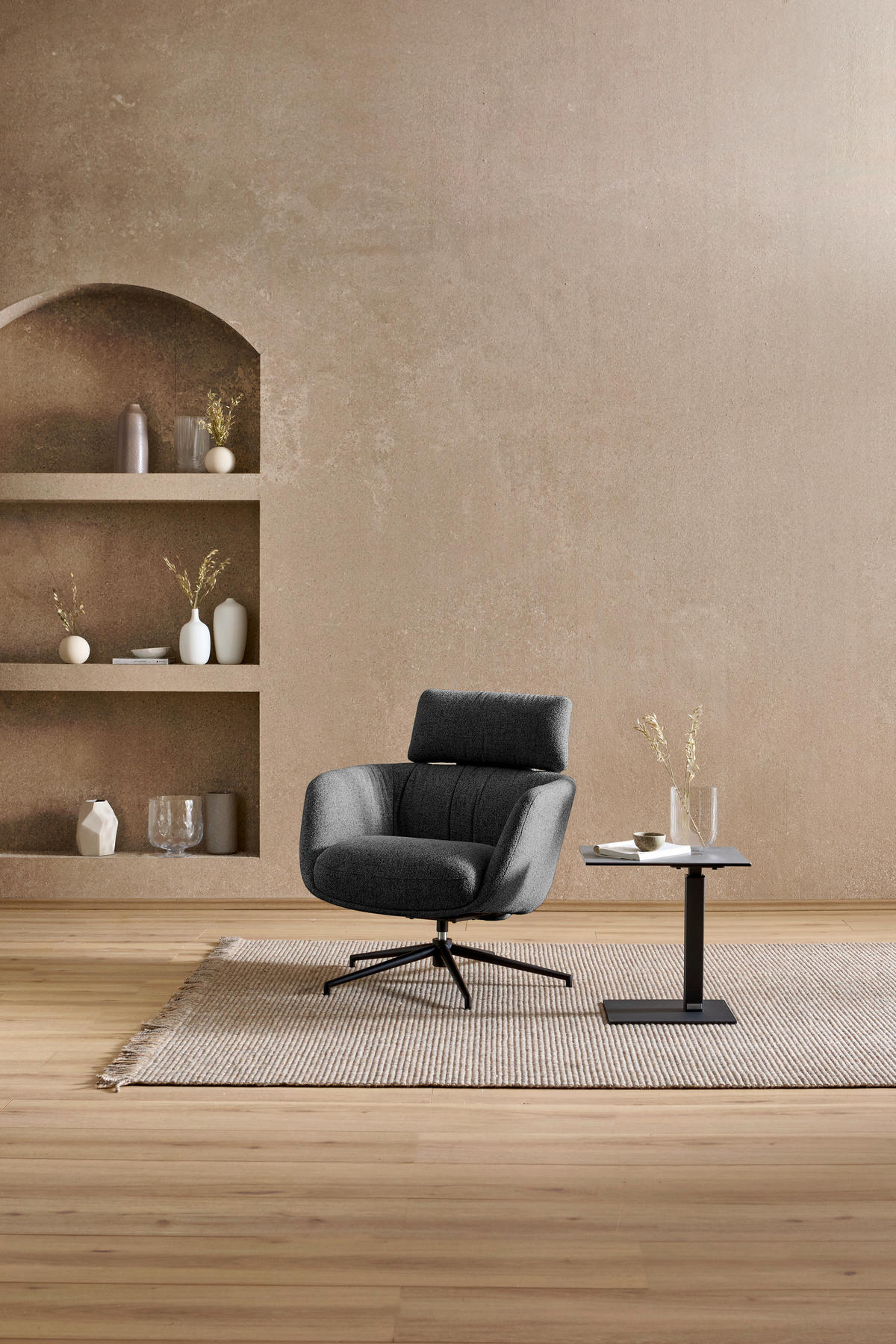 RELAXSESSEL Metall, Textil Schwarz, Dunkelgrau  - Dunkelgrau/Schwarz, Design, Textil/Metall (73/86/83cm) - Dieter Knoll