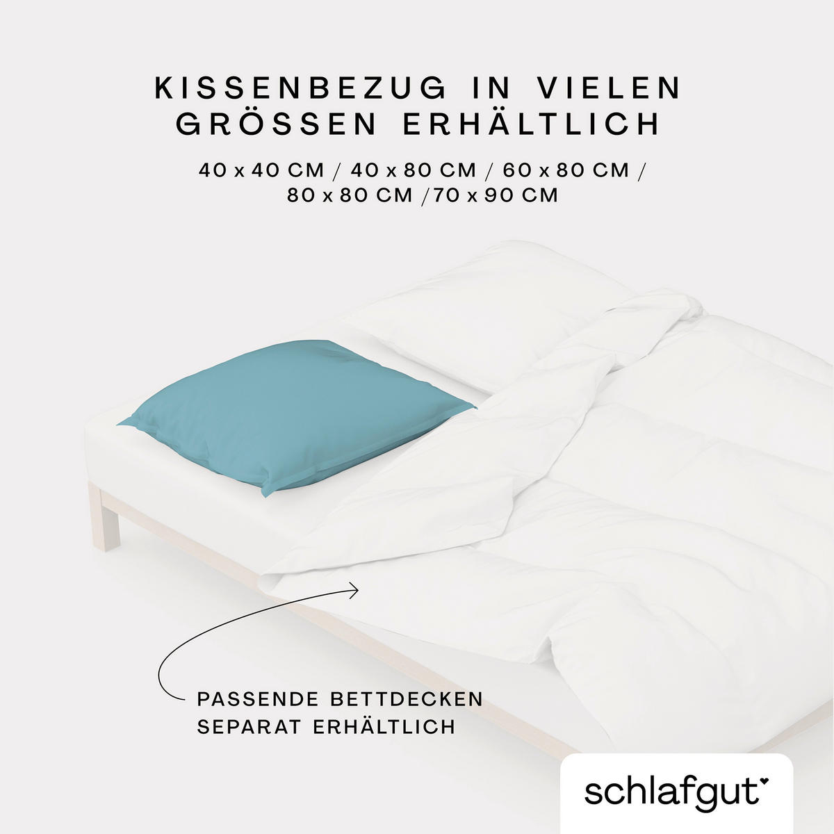 KOPFPOLSTERBEZUG WOVEN SATIN 40/80 cm  - Pastellblau, Basics, Textil (40/80cm) - Schlafgut