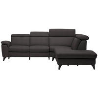 ECKSOFA in Echtleder Dunkelbraun  - Dunkelbraun/Schwarz, Design, Leder/Metall (285/239cm) - Cantus