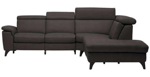 ECKSOFA in Echtleder Dunkelbraun  285/239 cm  - Dunkelbraun/Schwarz, Design, Leder/Metall (285/239cm) - Cantus