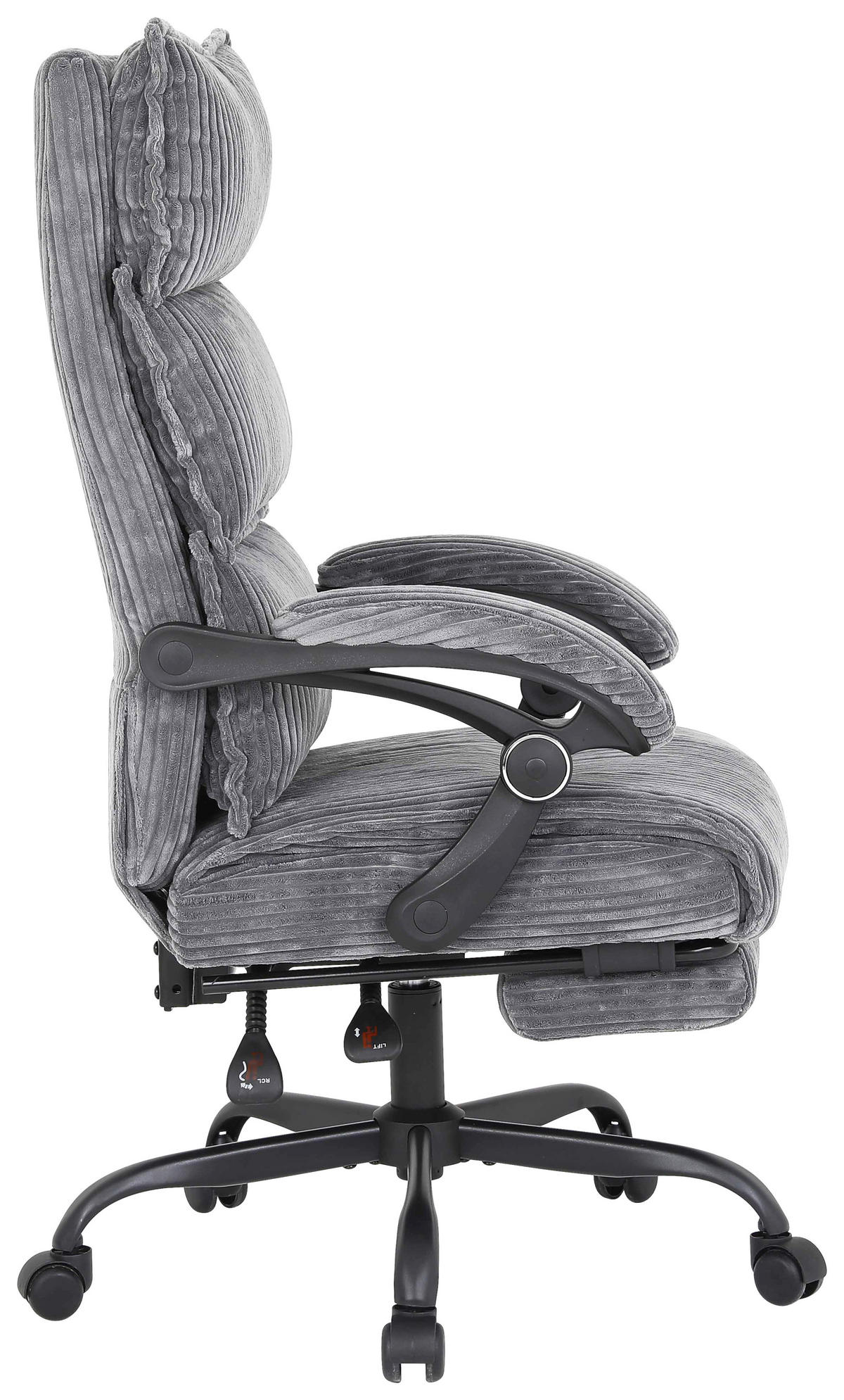 DREHSTUHL Cord Grau  - Schwarz/Grau, MODERN, Holz/Kunststoff (65/116/124/65cm) - MID.YOU