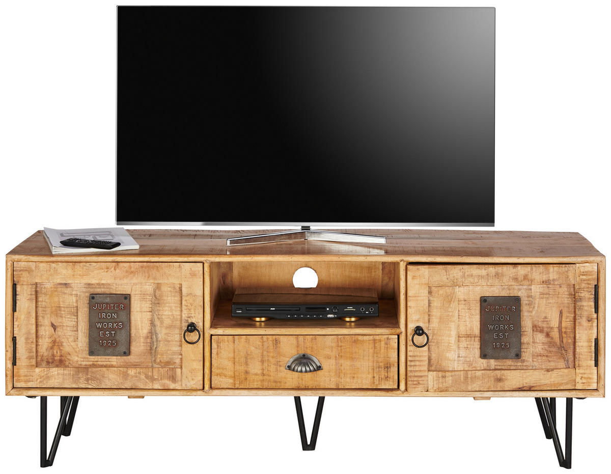 LOWBOARD  in 145/53/40 cm  - Hellbraun/Schwarz, LIFESTYLE, Holz/Metall (145/53/40cm) - Landscape