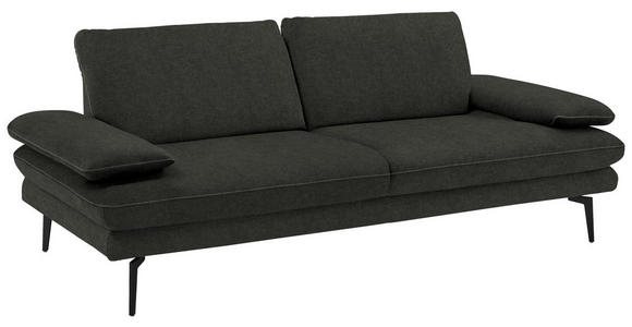 3-SITZER-SOFA in Velours Dunkelgrau  - Dunkelgrau/Beige, Design, Textil/Metall (222/89/104cm) - Dieter Knoll