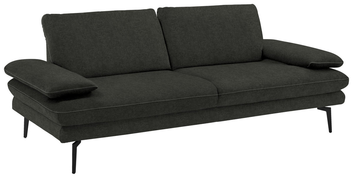 3-SITZER-SOFA in Velours Dunkelgrau  - Dunkelgrau/Beige, Design, Textil/Metall (222/89/104cm) - Dieter Knoll