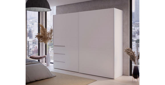 SCHWEBETÜRENSCHRANK  in Weiß  - Alufarben/Weiß, KONVENTIONELL, Holzwerkstoff/Metall (250/200/61cm) - Carryhome