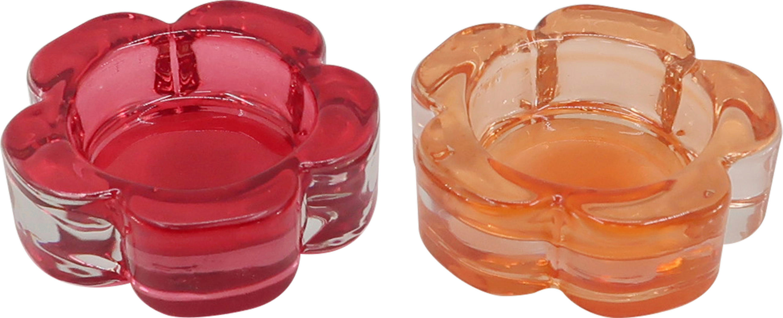 TEELICHTHALTER - Orange/Dunkelrot, Basics, Glas (6,5/2cm) - Ambia Home