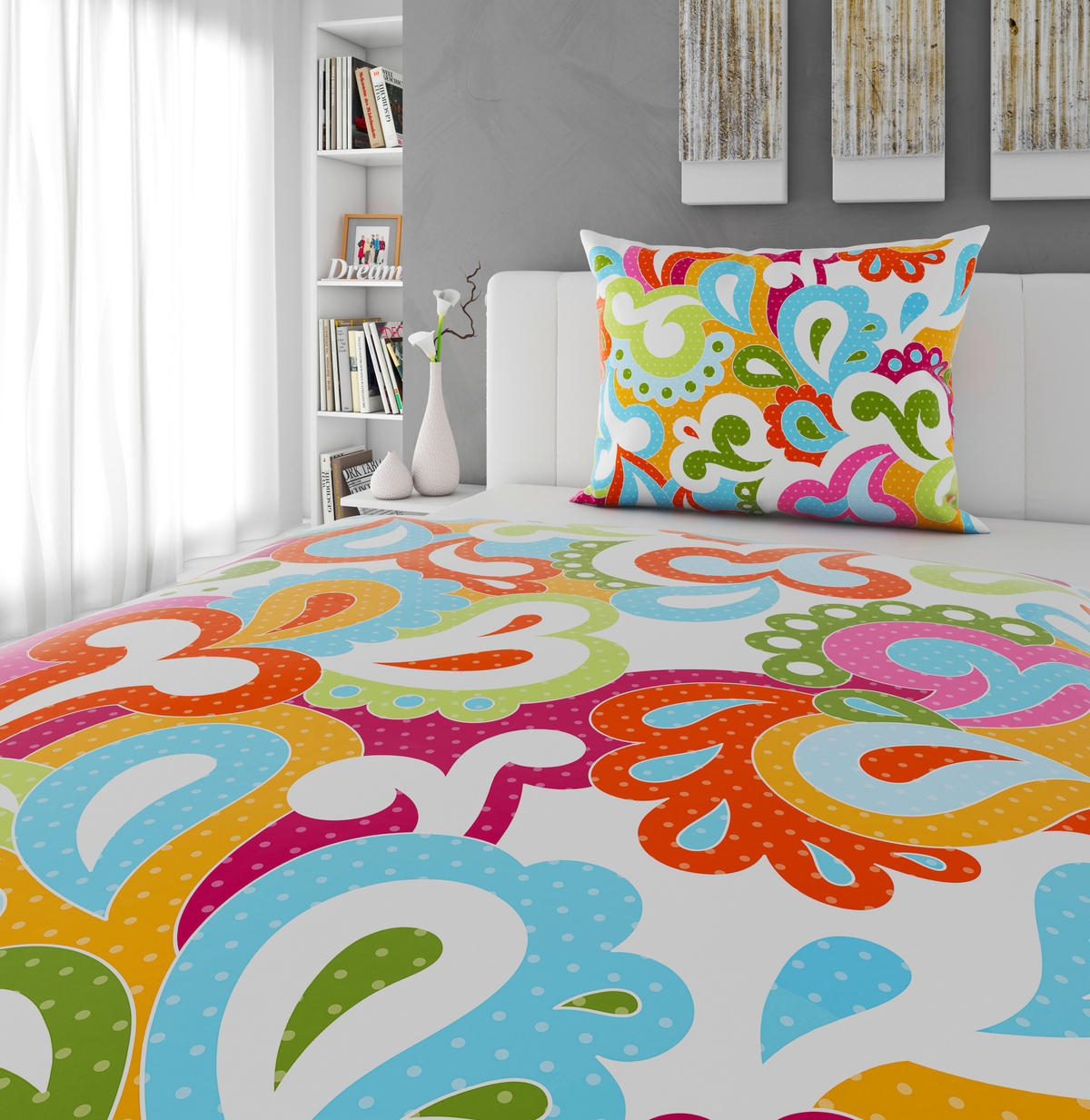 POSTEĽNÁ BIELIZEŇ, satén, viacfarebná, 140/200 cm - viacfarebná, Trend, textil (140/200cm) - Esposa