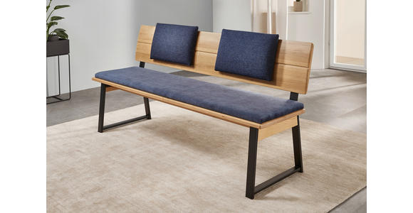 SITZBANK 210/85/56 cm  in Blau, Schwarz, Wildeiche  - Blau/Wildeiche, KONVENTIONELL, Holz/Textil (210/85/56cm) - Valnatura