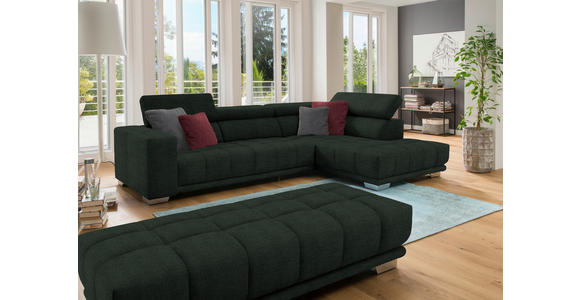 ECKSOFA in Chenille Schwarz  - Chromfarben/Schwarz, Design, Textil (301/207cm) - Xora