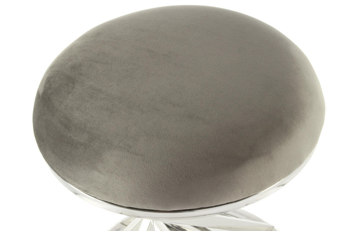 HOCKER Samt Grau, Silberfarben  - Silberfarben/Grau, Trend, Textil/Metall (40/49/40cm) - Kayoom