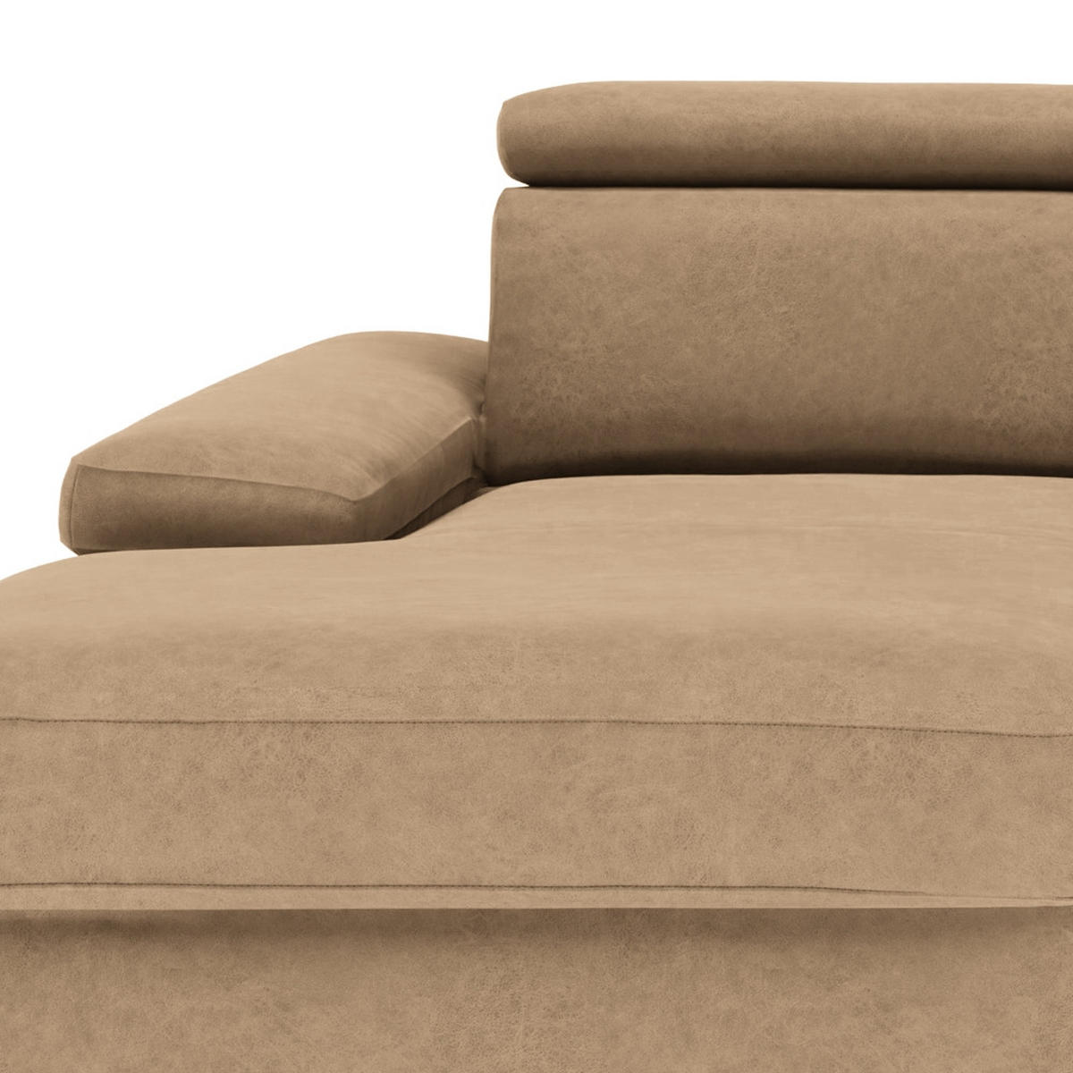 ECKSOFA in Mikrofaser Sandfarben  - Sandfarben/Silberfarben, KONVENTIONELL, Textil/Metall (259/82/182cm) - Trendmanufaktur