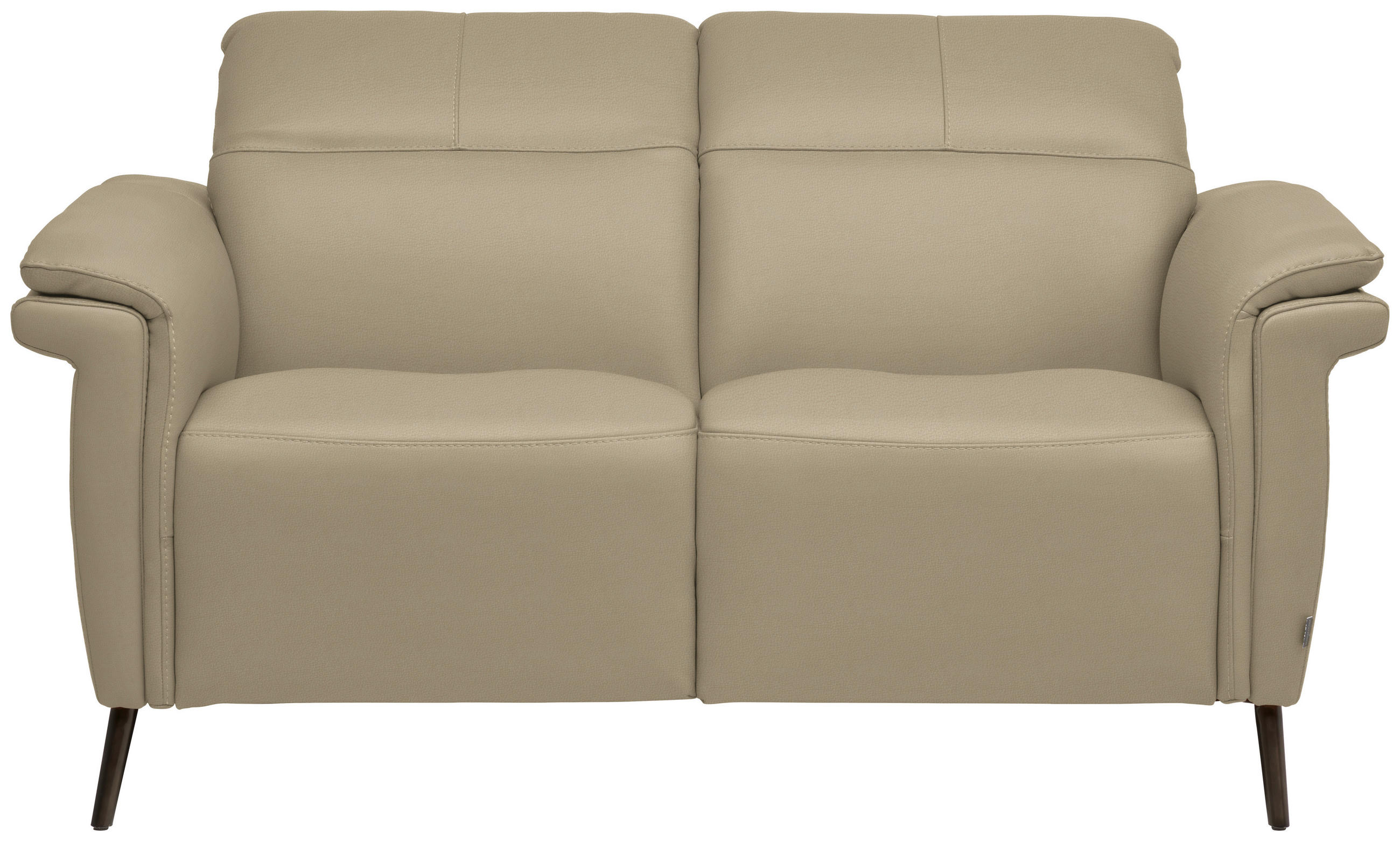 2-SITZER-SOFA  in Echtleder Ecru   - Ecru/Schwarz, Design, Leder/Metall (162/79/104cm) - Belluti