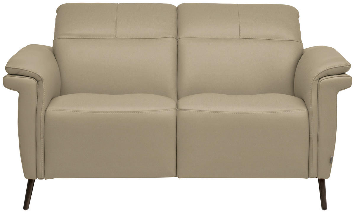 2-SITZER-SOFA  in Echtleder Ecru   - Ecru/Schwarz, Design, Leder/Metall (162/79/104cm) - Belluti