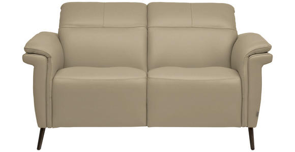 2-SITZER-SOFA  in Echtleder Ecru   - Ecru/Schwarz, Design, Leder/Metall (162/79/104cm) - Belluti