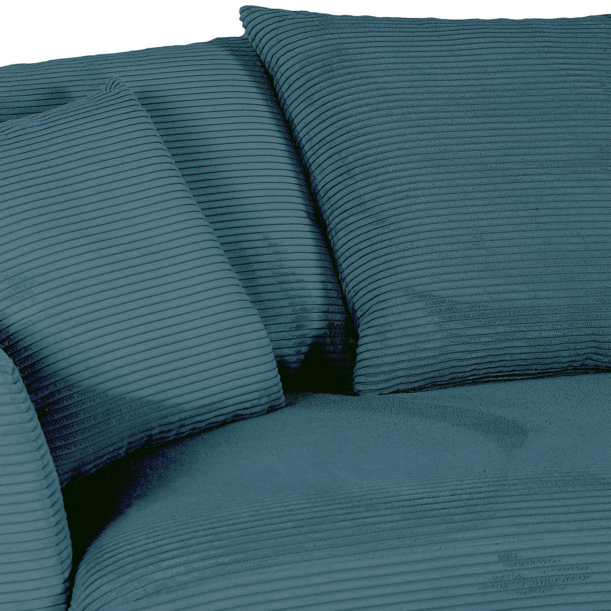 ECKSOFA in Cord Petrol  235/175 cm  - Petrol/Schwarz, Design, Kunststoff/Textil (235/175cm) - home24