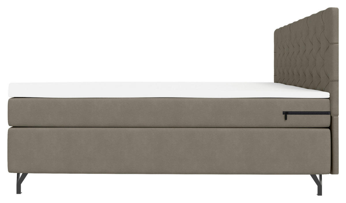 BOXSPRINGBETT 180/200 cm  in Graubraun  - Graubraun/Schwarz, KONVENTIONELL, Textil/Metall (180/200cm) - Boxxx