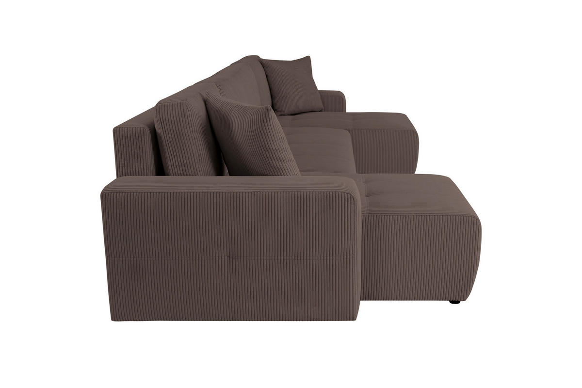 Wohnlandschaft inkl. Funktion Mokka Cord  - Schwarz/Mokka, KONVENTIONELL, Textil (146/317/146cm) - Xora