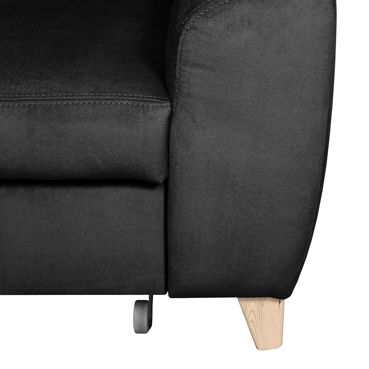 ECKSOFA in Webstoff Schwarz  - Buchefarben/Schwarz, Design, Holz/Textil (208/245cm) - Livetastic