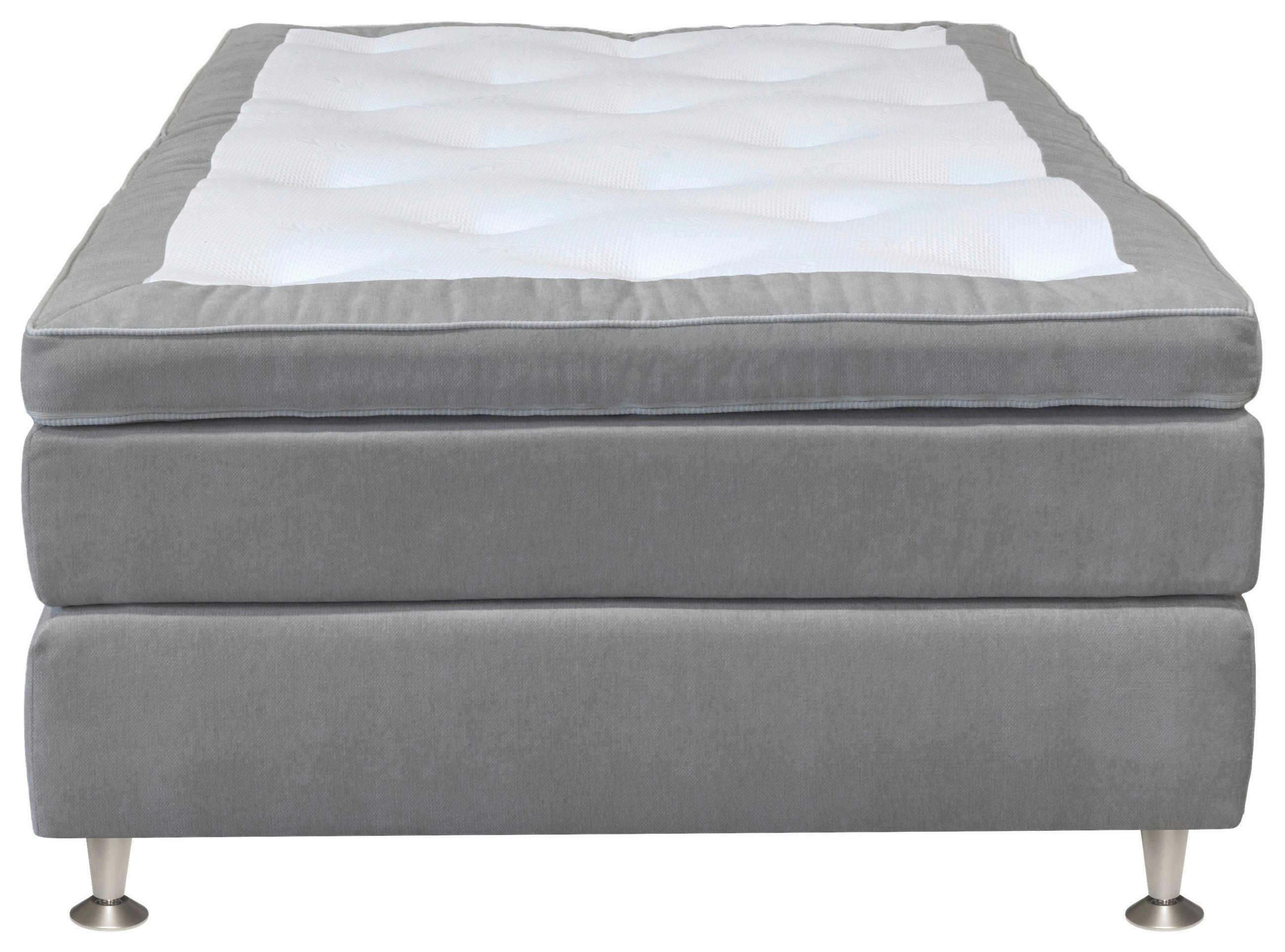 KONTINENTALSÄNG 120/200 cm  i greige  - greige/aluminiumfärgad, Klassisk, metall/trä (120/200cm)
