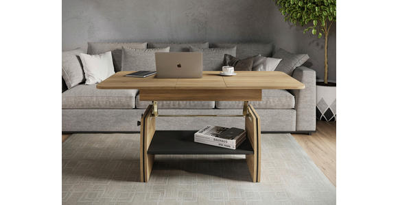 COUCHTISCH 95-125/60/51,5-61,5 cm rechteckig Eichefarben  - Eichefarben, KONVENTIONELL, Holzwerkstoff (95-125/60/51,5-61,5cm) - Xora