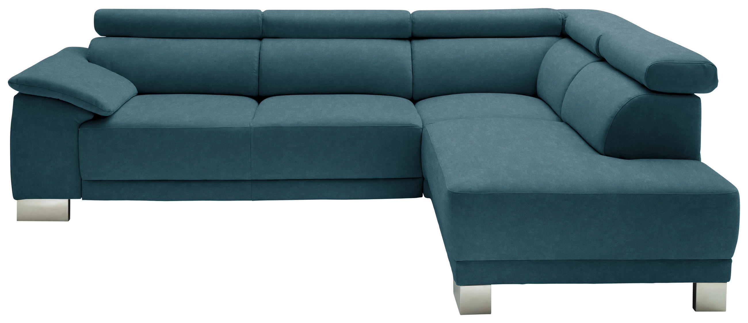 ECKSOFA in Mikrofaser Petrol  - Chromfarben/Petrol, Design, Holz/Textil (270/205cm) - Pure Home Lifestyle