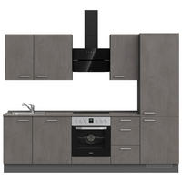 KÜCHENBLOCK 270 cm   in Schieferfarben  - Schieferfarben/Edelstahlfarben, MODERN, Holzwerkstoff/Metall (270cm) - Nobilia