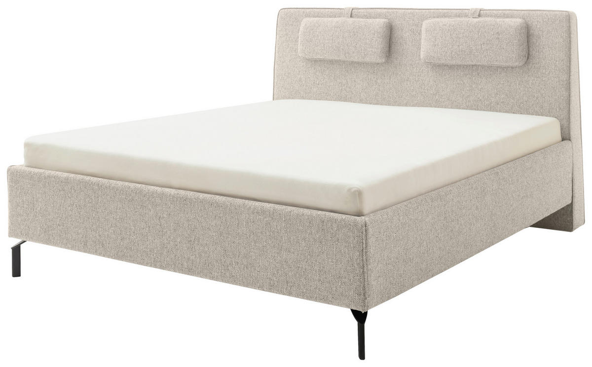 POLSTERBETT MADRID 180/200 cm  in Beige  - Beige/Schwarz, Design, Textil/Metall (180/200cm) - Schöner Wohnen