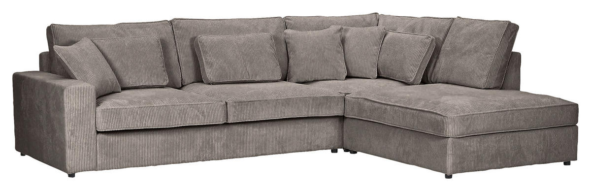 ECKSOFA Taupe Cord Zierkissen, Rückenkissen, Rücken echt  - Taupe/Schwarz, MODERN, Kunststoff/Textil (307/228cm) - Carryhome