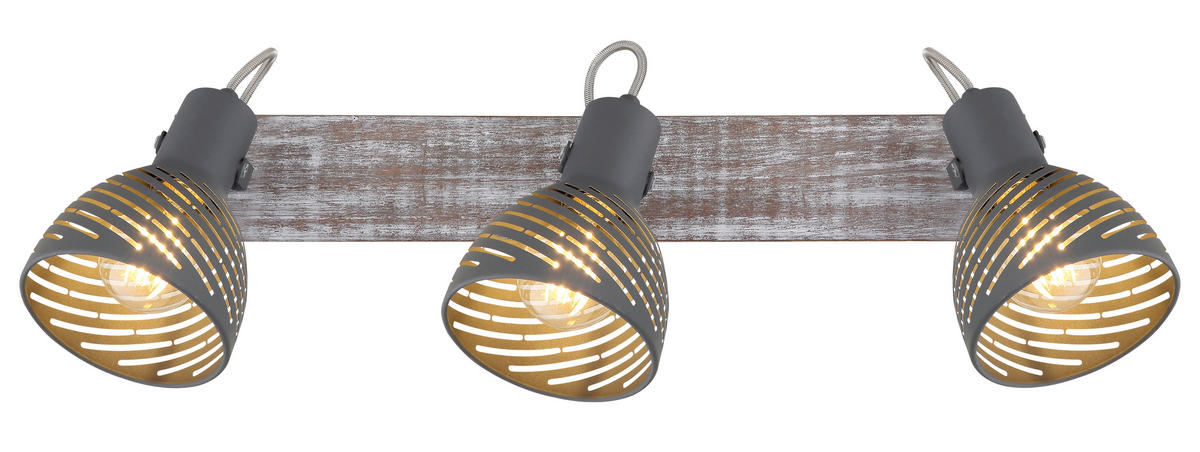 BODOVÉ SVÍTIDLO, 40 W/E27, 54/12.5/25 cm - šedá/bílá, Basics, kov/dřevo (54/12.5/25cm) - Globo