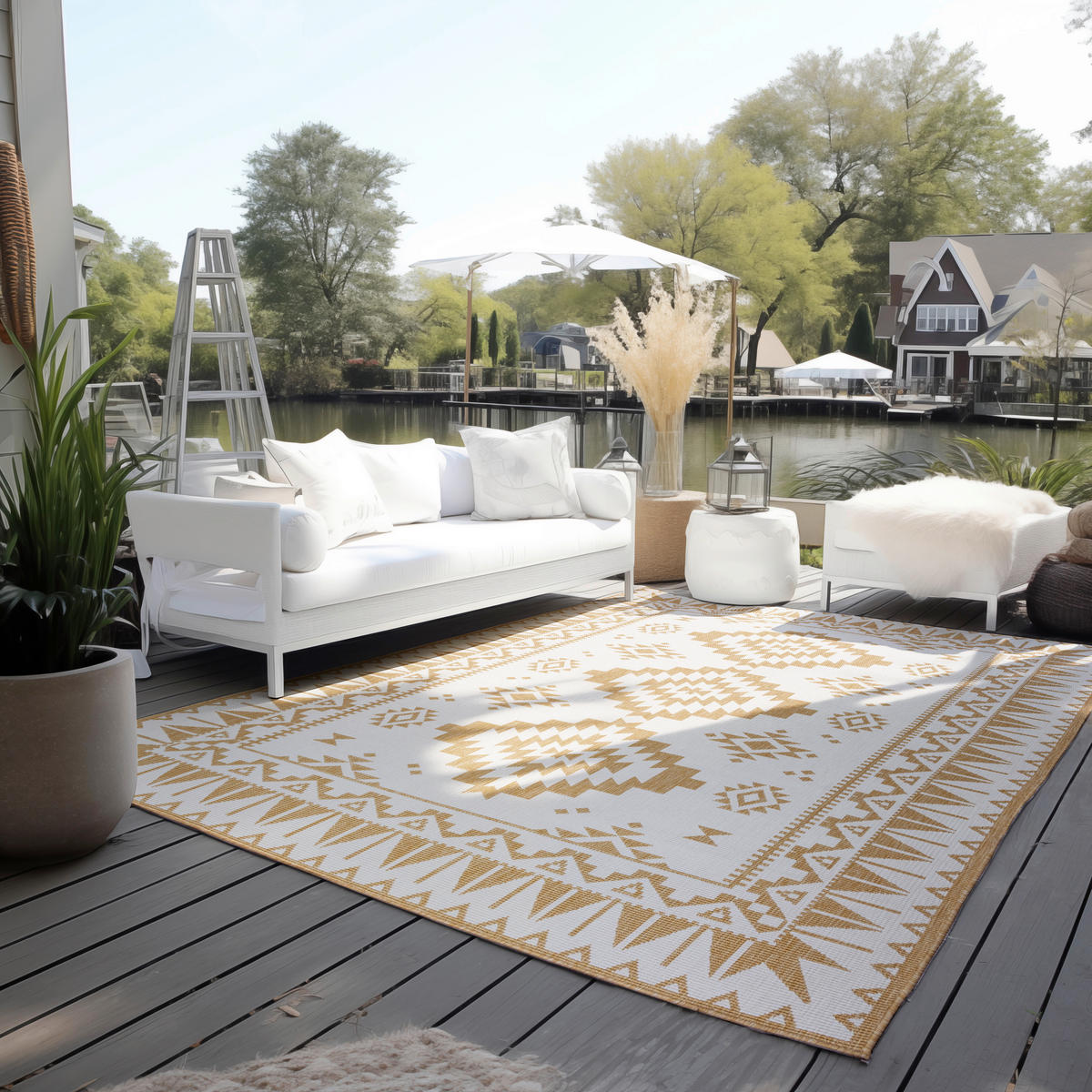 OUTDOORTEPPICH 120/170 cm Gemini Weiß, Honig  - Weiß/Honig, Design, Kunststoff/Textil (120/170cm) - Elle Decoration