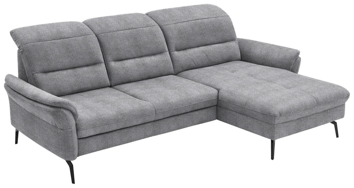 ECKSOFA in Flachgewebe Grau  - Schwarz/Grau, Konventionell, Textil/Metall (260/181cm) - Beldomo Speed