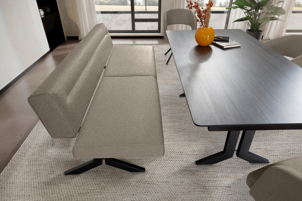SITZBANK in Metall, Textil Hellbraun, Cappuccino  - Hellbraun/Schwarz, Konventionell, Textil/Metall (220/87/70-86cm) - Moderano