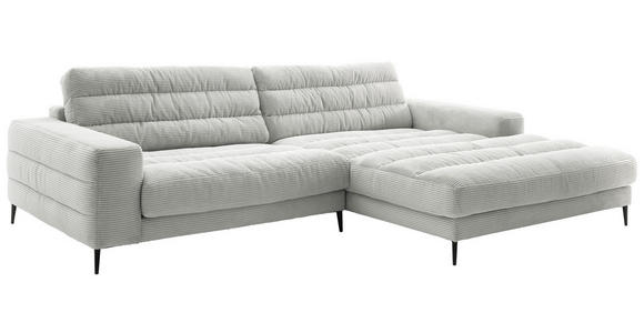 ECKSOFA in Cord Hellgrau  - Hellgrau/Schwarz, Design, Textil/Metall (296/207cm) - Dieter Knoll