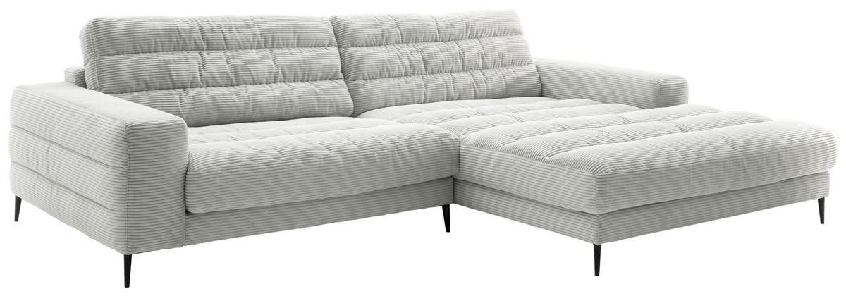 ECKSOFA Badia Hellgrau Cord  - Hellgrau/Schwarz, Design, Textil/Metall (296/207cm) - Dieter Knoll