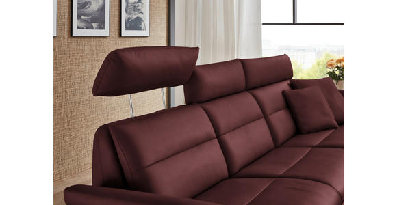 ECKSOFA in Echtleder Bordeaux  300/157 cm  - Bordeaux/Schwarz, Design, Leder/Metall (300/157cm) - Dieter Knoll