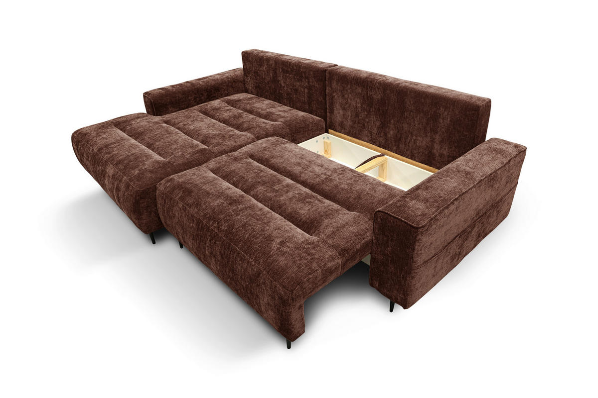 ECKSOFA PABLO Kupferfarben Struktur Rückenkissen, Bettkasten  - Schwarz/Kupferfarben, Design, Holz/Textil (160/260cm) - MID.YOU
