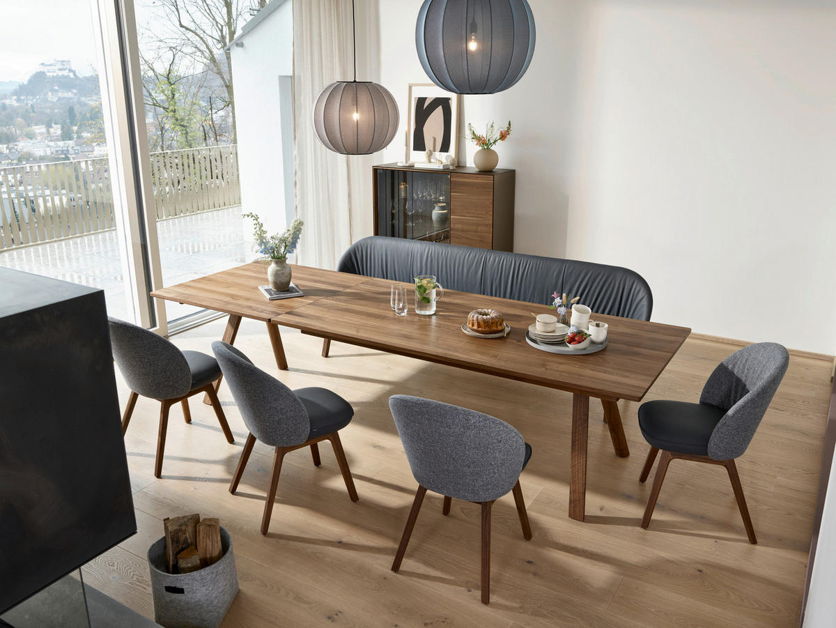 ESSTISCH in Holz 200(300)/100/75 cm  - Nussbaumfarben, Design, Holz (200(300)/100/75cm) - Team 7