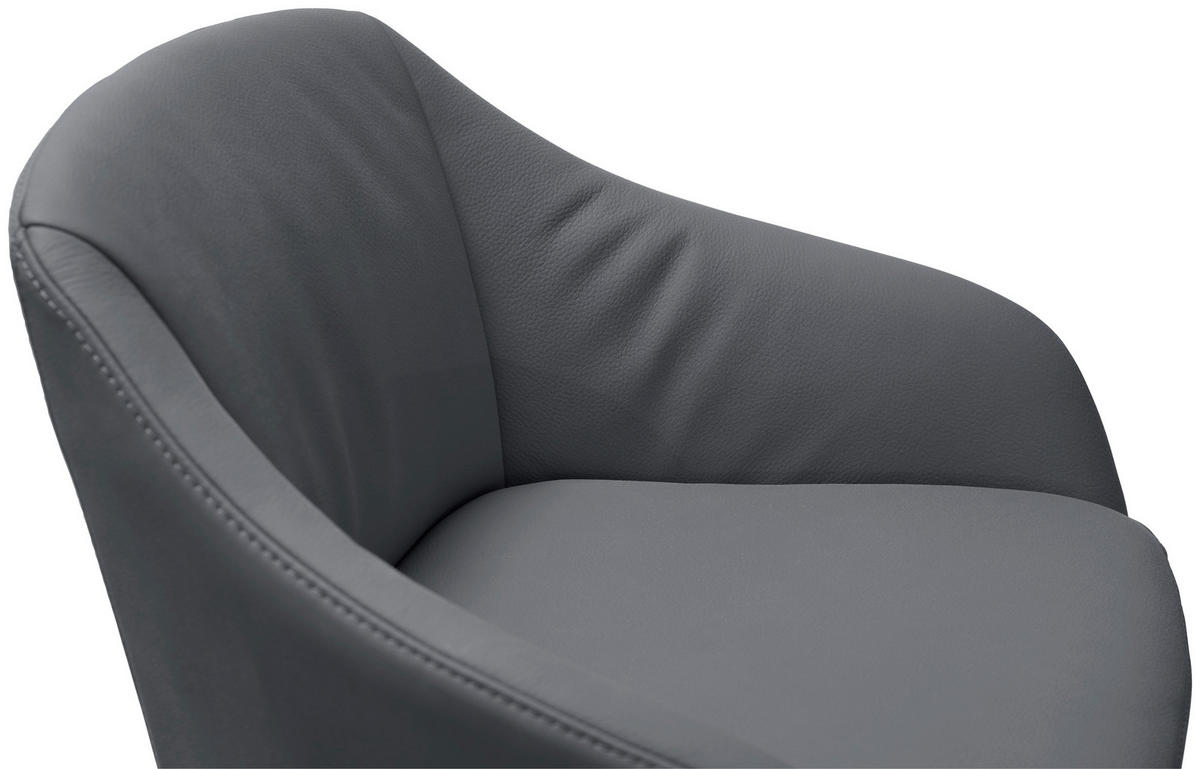 BARHOCKER Echtleder Blau, Schwarz Eisen Sitzfläche 360° drehbar, inklusive Armlehnen  - Blau/Schwarz, Design, Leder/Metall (54,5/88-108/53,5cm) - Cassando