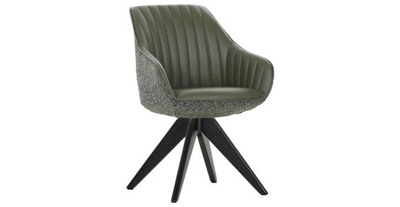 ARMLEHNSTUHL  Sitzfläche 360° drehbar, automatische Rückholfunktion Chenille, Lederlook  - Eichefarben/Anthrazit, KONVENTIONELL, Holz/Textil (60/83/65cm) - Ambia Home
