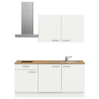 KÜCHENBLOCK 180 cm   in Weiß, Eichefarben  - Edelstahlfarben/Eichefarben, MODERN, Holzwerkstoff/Metall (180cm) - Nobilia