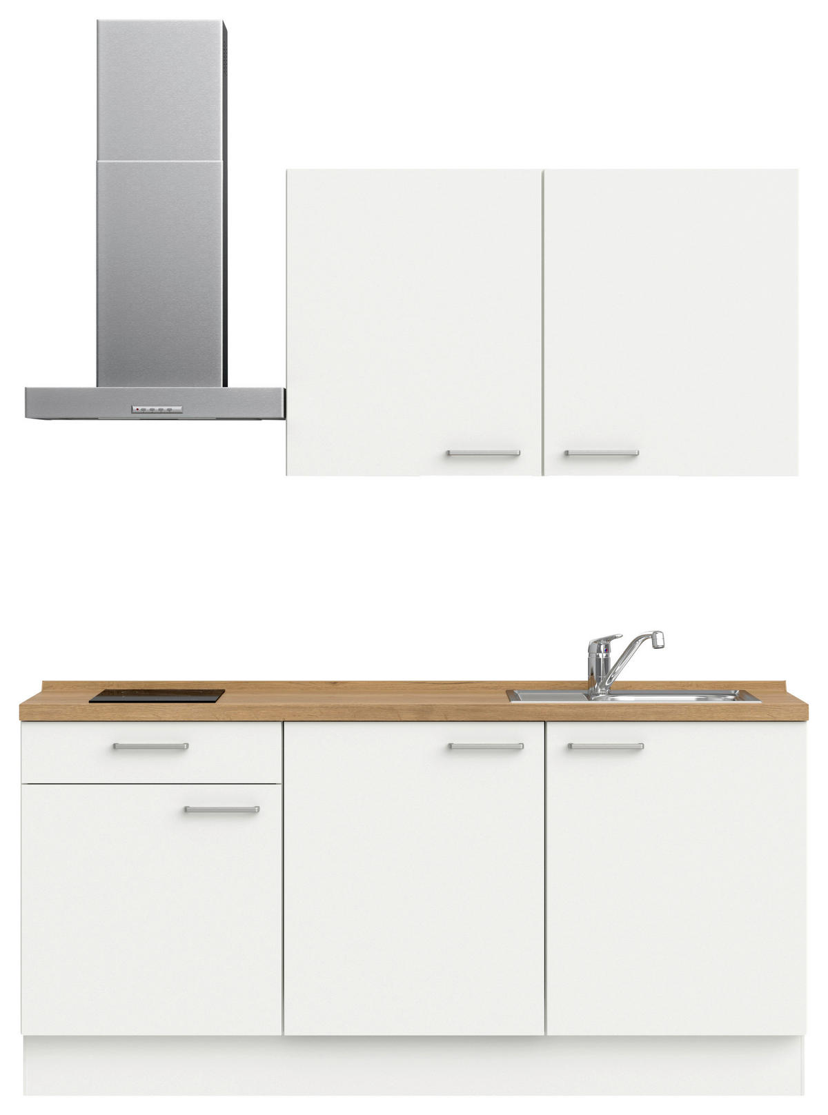 KÜCHENBLOCK 180 cm   in Weiß, Eichefarben  - Edelstahlfarben/Eichefarben, MODERN, Holzwerkstoff/Metall (180cm) - Nobilia