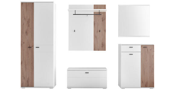 GARDEROBE 5-teilig in 260/198/37 cm - Eichefarben/Weiß, Design, Holzwerkstoff (260/198/37cm) - Voleo