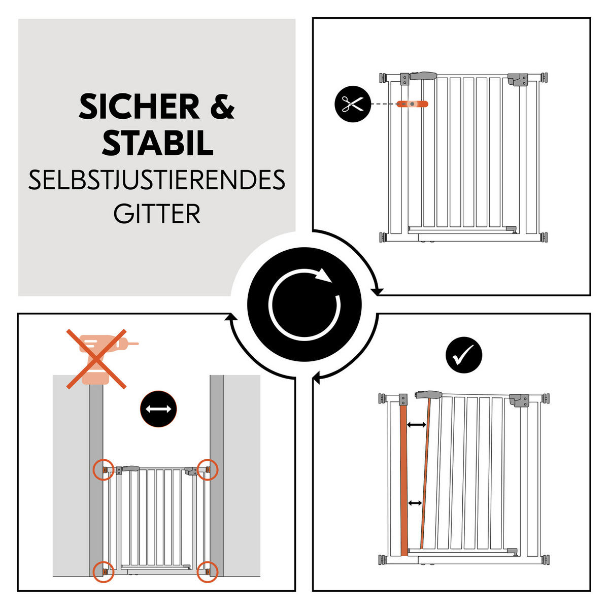 TÜRSCHUTZGITTER 75/77 cm  - Weiß, Basics, Kunststoff/Metall (75/77cm) - Hauck