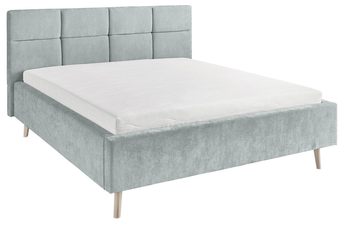 POLSTERBETT 140/200 cm,  in Hellblau,  - Sandfarben/Hellblau, KONVENTIONELL, Holz/Textil (140/200cm) - SetOne by Musterring