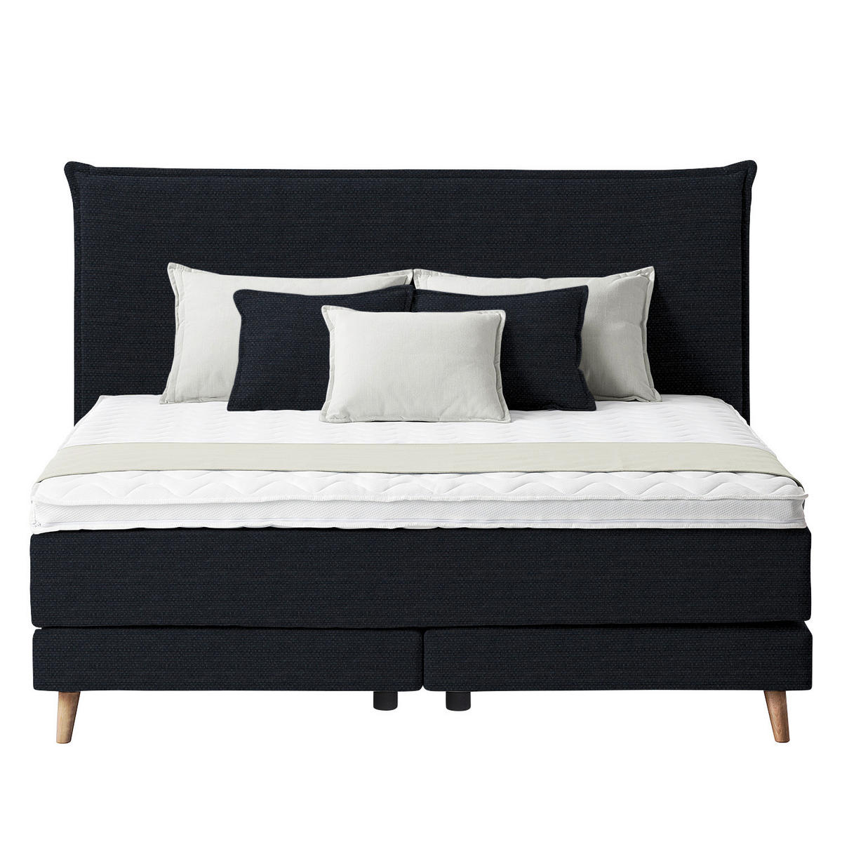BOXSPRINGBETT 160/200 cm  in Schwarz  - Eichefarben/Schwarz, Design, Holzwerkstoff/Textil (160/200cm) - home24
