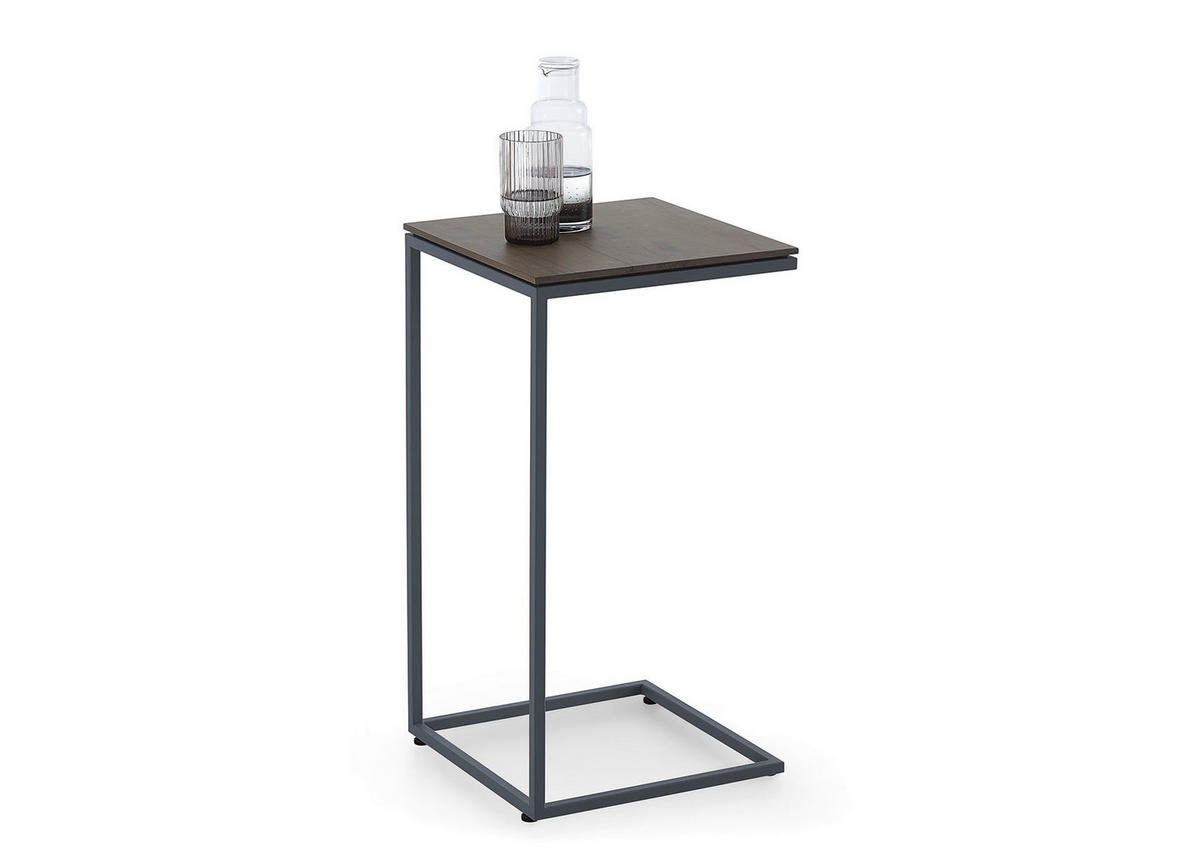 BEISTELLTISCH in Holz, Metall 35/35/66,5 cm  - Anthrazit/Dunkelbraun, Design, Holz/Metall (35/35/66,5cm) - Johann Jakob