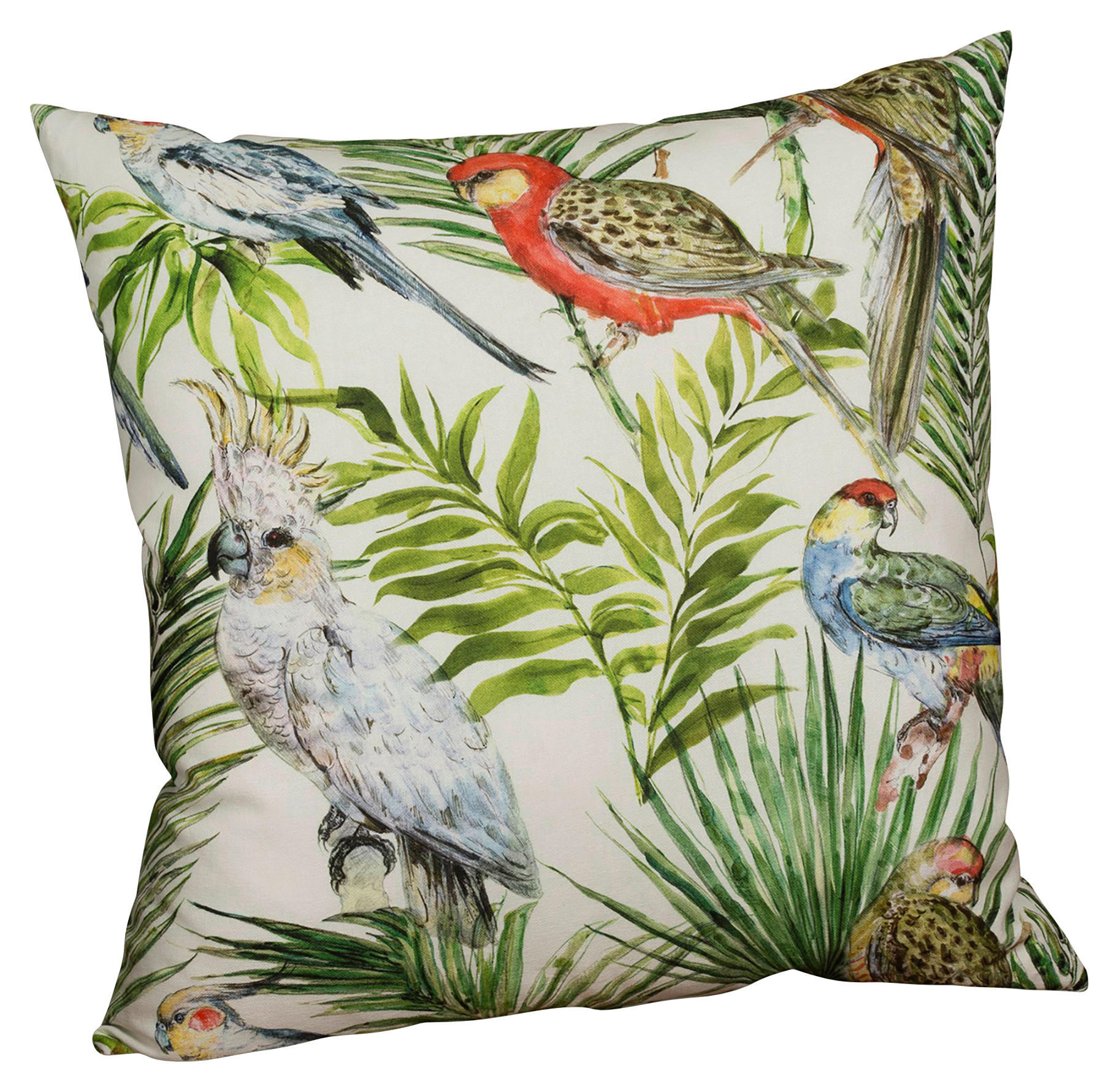 ZIERKISSEN in Grün, Beige Vogel 50/50 cm - Beige/Grün, Design, Textil (50/50cm)